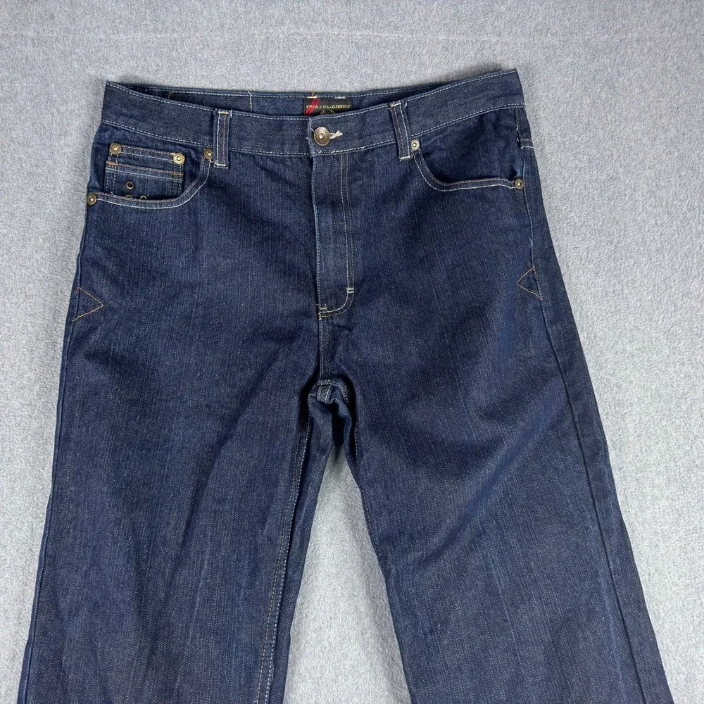 Vintage Y2K Phat Farm Embroidered Baggy Skater Leg Jeans Flap 36x32